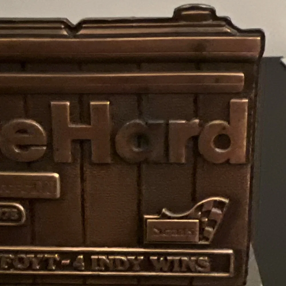 Vintage 1978 Diehard Battery A.J. Foyt 4Indy Wins Bronze Belt Buckle #483 of 500
